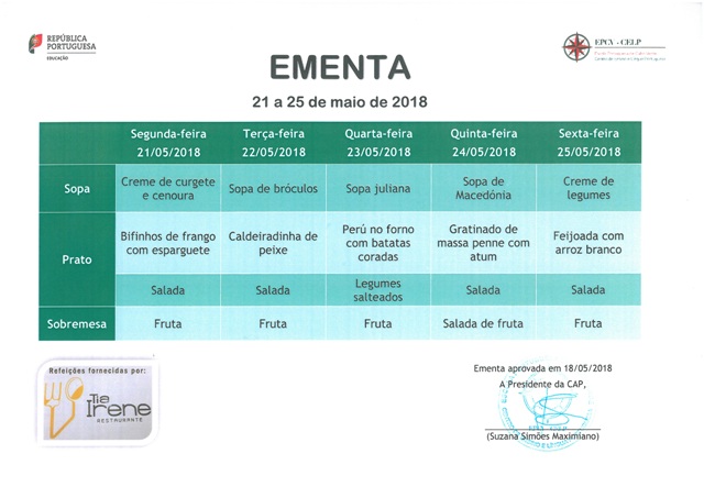EMENTA DE 21 DE MAIO A 25 DE MAIO